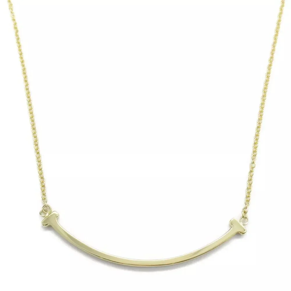 TIFFANY＆CO T Smile Small Necklace pendant K18 Yellow Gold Used